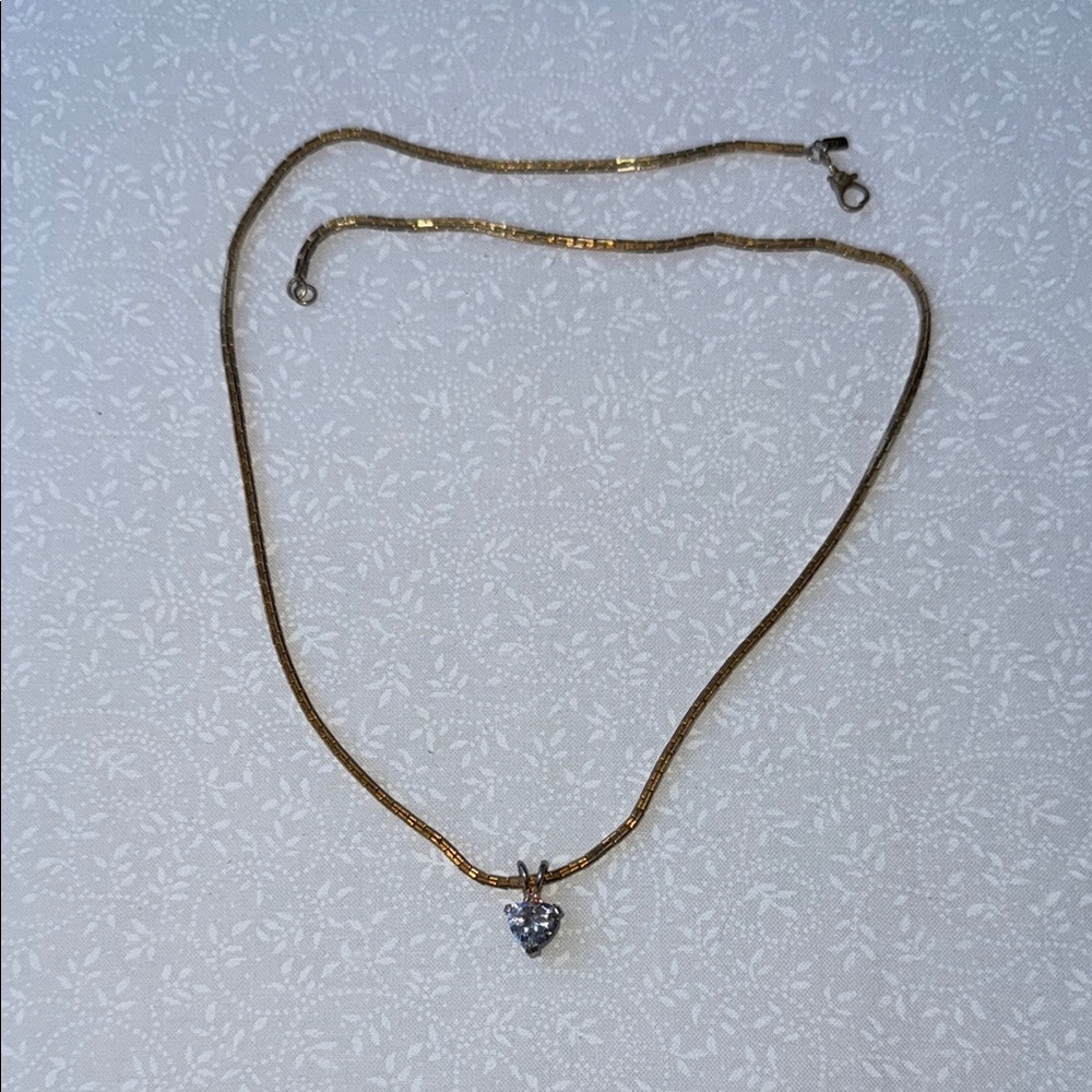 Elegant Gold Monet Necklace with‎ Heart Pendant